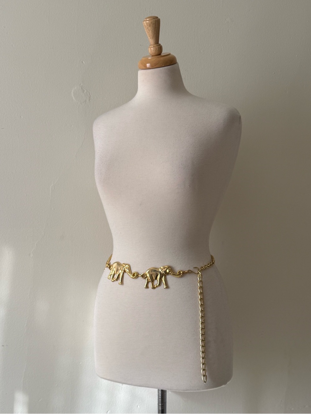 Vintage Gold Tone Elephant Chain Belt | Boho Safari Statement Waist Belt